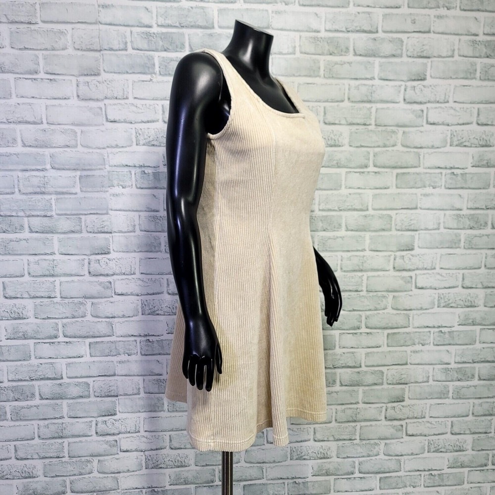 Jones New York Sport Ribbed Corduroy Dress Cream Sleeveless 90s Y2K Babydoll - Picture 6 of 8